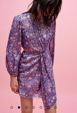 MAJE Cutout Metallic Fil Coupé Floral-Print Georgette Mini Dress SIZE LARGE NEW